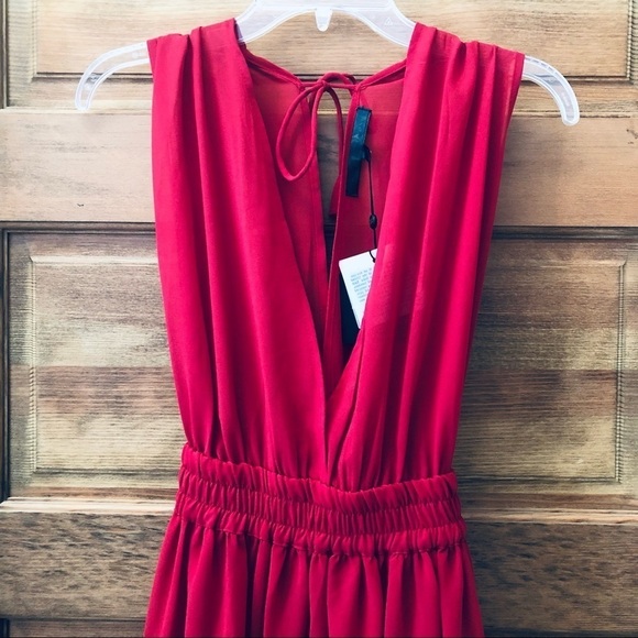 America & Beyond/RED/NWT/ woman’s/ Anya SheerScarlet Cinched waist Dress/ L / - Picture 5 of 16